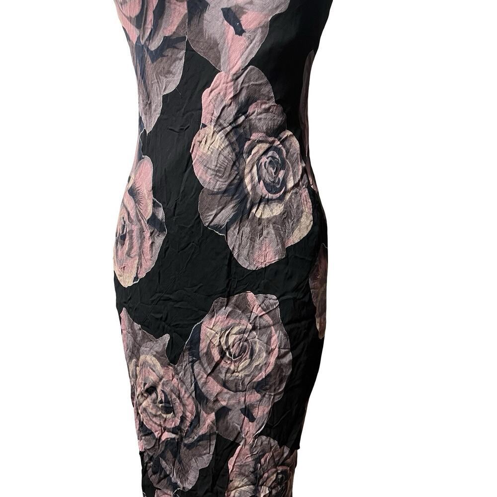 Vintage Nostalgia 90s Y2K bias cut Black Purple floral maxi dress rayon sz S - Picture 5 of 12